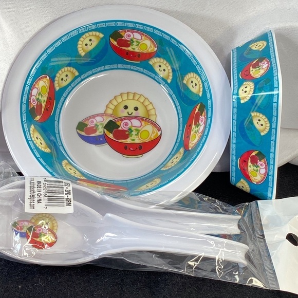 BNWT saimin/ramen bowl set with mustard dish and 2 spoons - Picture 1 of 8